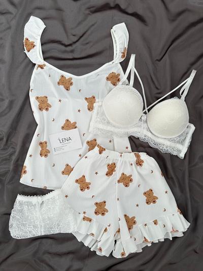 Mini Tedy 4lü Şortlu Pijama Takımı
