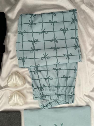 Mint & Gri Çift Pijama Seti