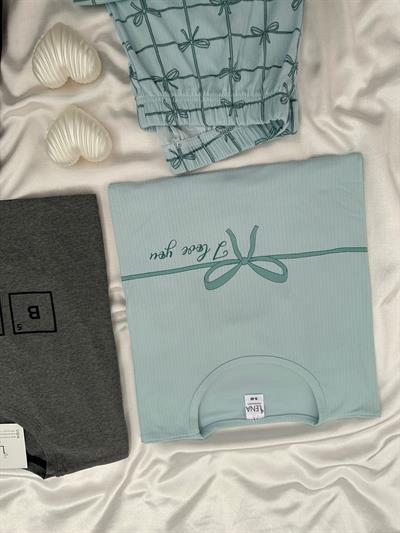 Mint & Gri Çift Pijama Seti