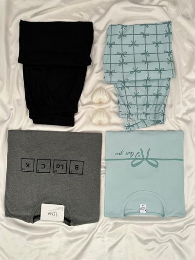 Mint & Gri Çift Pijama Seti