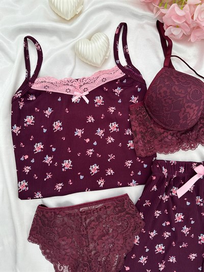 Mürdüm Cares Dörtlü Şortlu Pijama Takımı