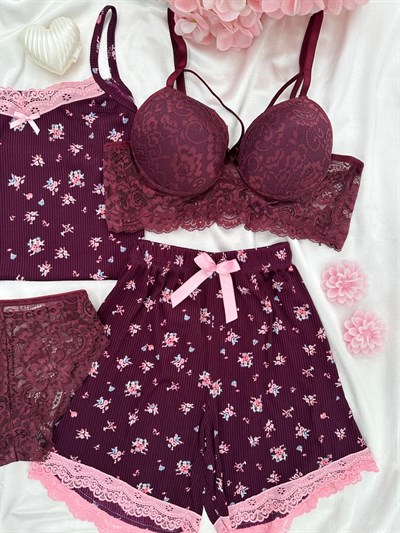 Mürdüm Cares Dörtlü Şortlu Pijama Takımı