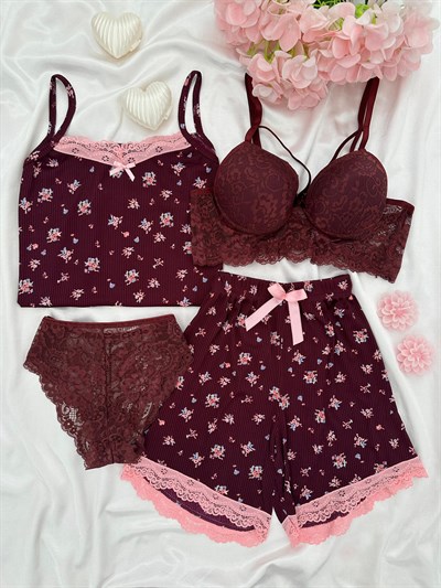 Mürdüm Cares Dörtlü Şortlu Pijama Takımı