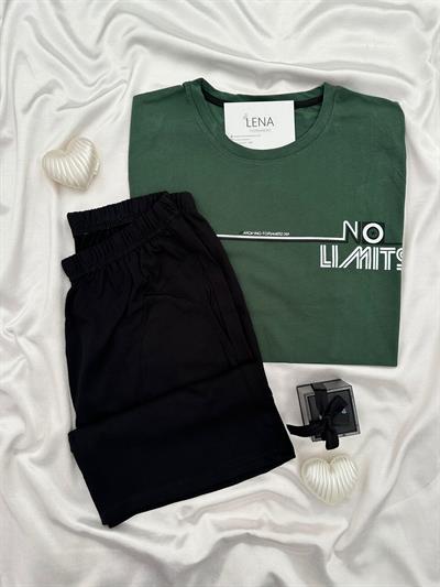 No Limits Yeşil Pamuk Erkek Şortlu Pijama Takımı