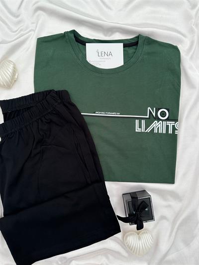 No Limits Yeşil Pamuk Erkek Şortlu Pijama Takımı