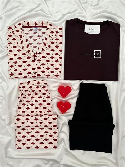 Ömrüm Dörtlü Çift Pijaması Seti💋