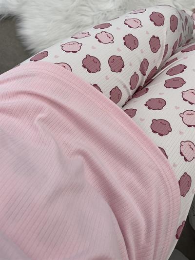 Pembe Civciv Desenli Patlı Uzun Kollu Pijama Takımı