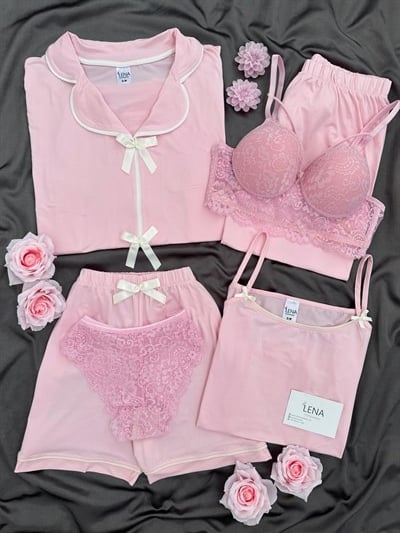 Pembe Fiyonk 6lı Milan Pijama Takımı