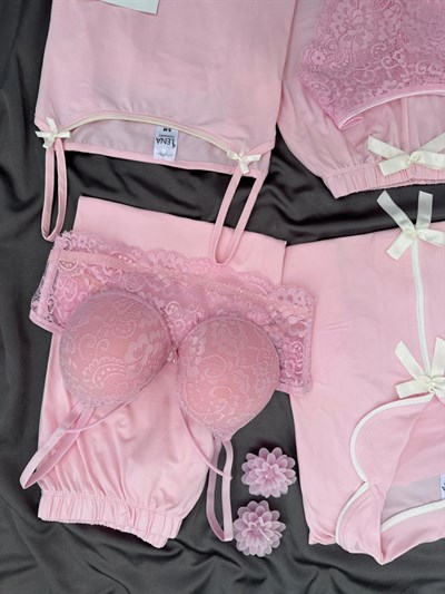 Pembe Fiyonk 6lı Milan Pijama Takımı