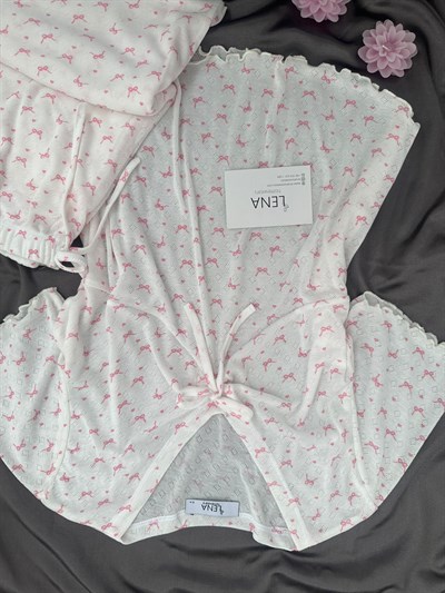 Pembe Fiyonk Kısa Kollu Pijama Takımı