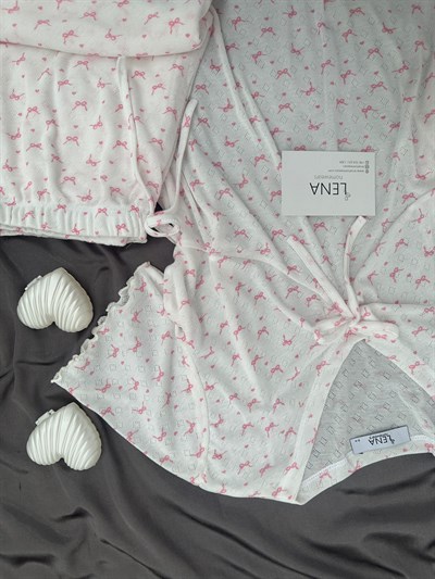 Pembe Fiyonk Kısa Kollu Pijama Takımı