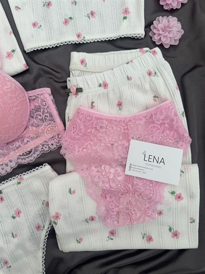 Pembe Gül 6lı %100 Pamuk Pijama Takımı