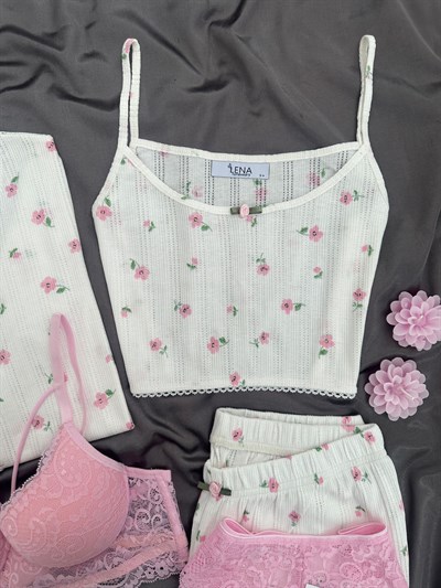 Pembe Gül 6lı %100 Pamuk Pijama Takımı
