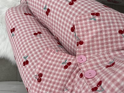 Pembe Kiraz Bürümcük Pijama Takımı