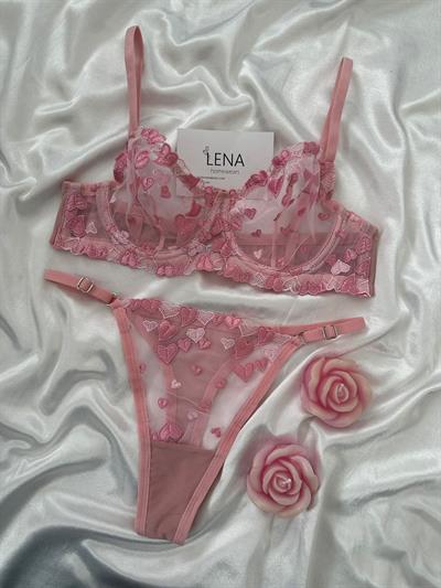 Pembe Love bralet Takım
