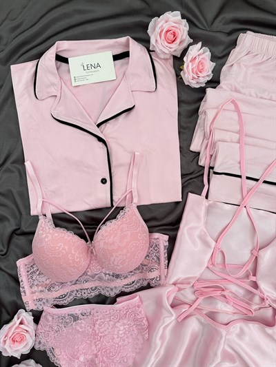 Pembe Love Dream 5li Kadın Çeyiz Seti 