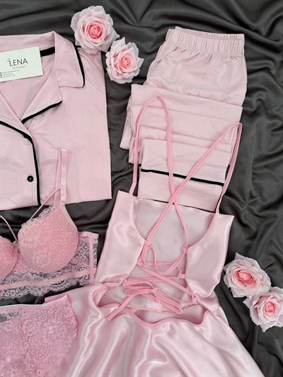 Pembe Love Dream 5li Kadın Çeyiz Seti 