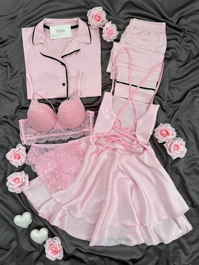 Pembe Love Dream 5li Kadın Çeyiz Seti 