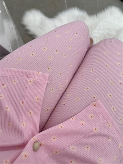 Pembe Nakış 4lü Pijama & Çamaşır Seti