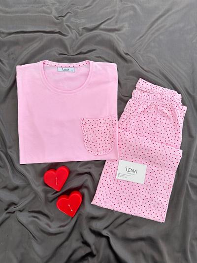 Pembe Spring Kısa Kollu Pijama Takımı