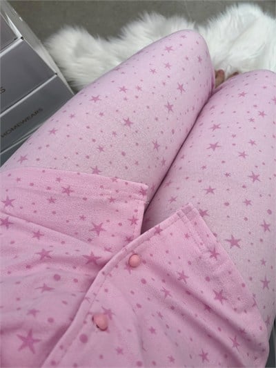 Pembe Yıldız Desenli Termosoft Pijama Takımı