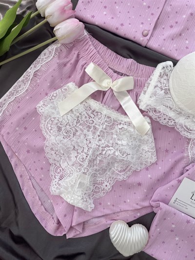 Pembe Yıldızlar 6lı Pijama & Çamaşır Seti