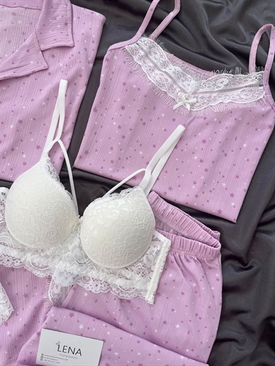 Pembe Yıldızlar 6lı Pijama & Çamaşır Seti