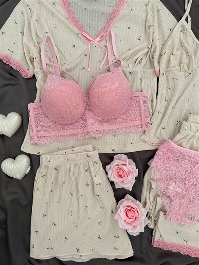 Pembiş Yaz 6lı Pijama & Çamaşır Seti