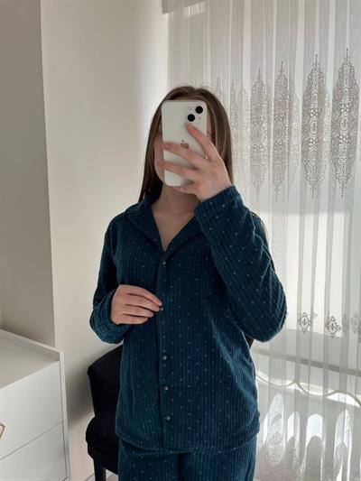 Petrol Yeşili Polar Pijama Takım