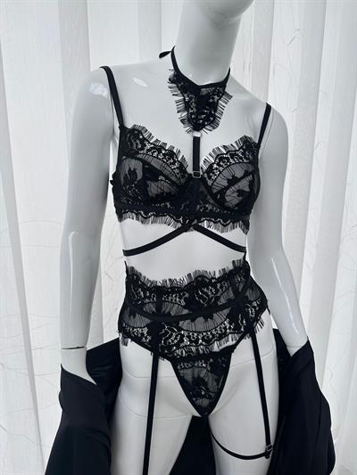 Premium Siyah Jartiyer Takımı