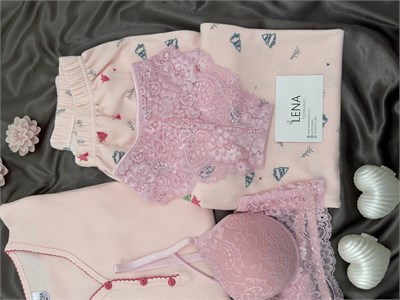 Pembe Kayak Desenli 4lü Patlı Waffle Pijama Takımı