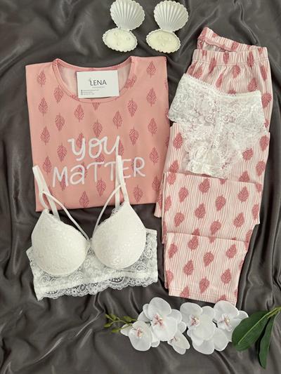 Pudra Matter Dörtlü Pijama & İç Giyim Seti