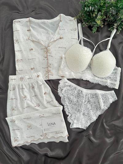 Pureks Lovely Tedy İç çamaşırlı Şortlu Pijama Takım