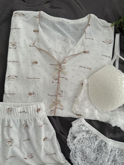 Pureks Lovely Tedy İç çamaşırlı Şortlu Pijama Takım