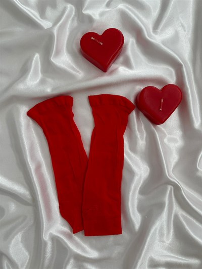 Redlove Kırmızı Taş Detaylı Tulum & Sabahlık & Çorap 3lü Takım 