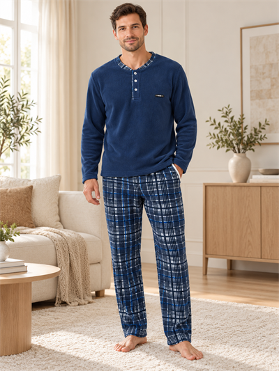 Relax Ekose Polar Erkek Uzun kollu Pijama Takımı