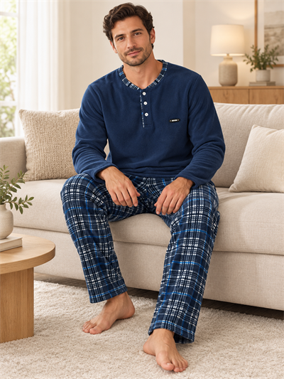 Relax Ekose Polar Erkek Uzun kollu Pijama Takımı