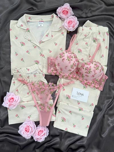 Rozaline 5 li Kısa Kollu  Pijama Takımı  🌷