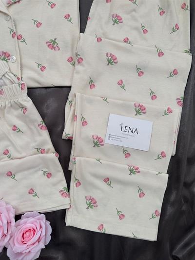 Rozaline Üç Parçalı Kısa Kollu Pijama Takımı 