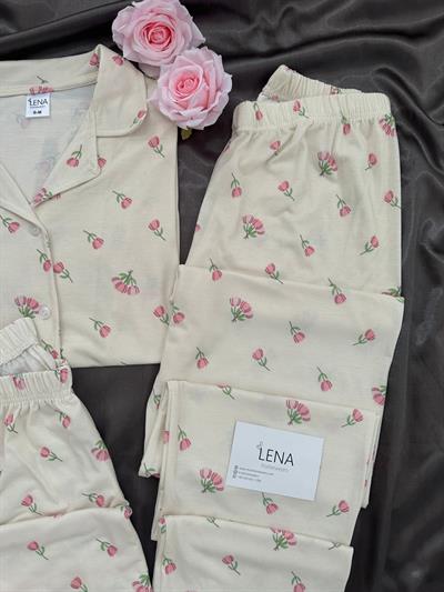 Rozaline Üç Parçalı Kısa Kollu Pijama Takımı 