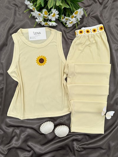 Sarı Miray Askılı Pijama Takımı
