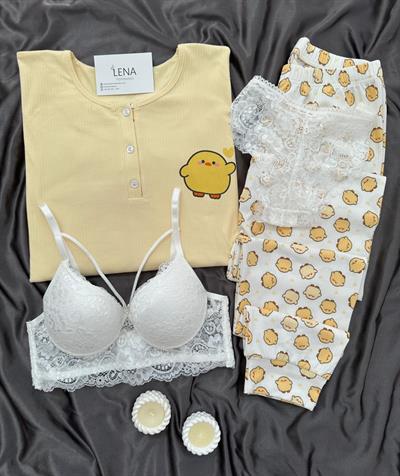 Seeyu Civciv Desenli Dörtlü Pijama Seti