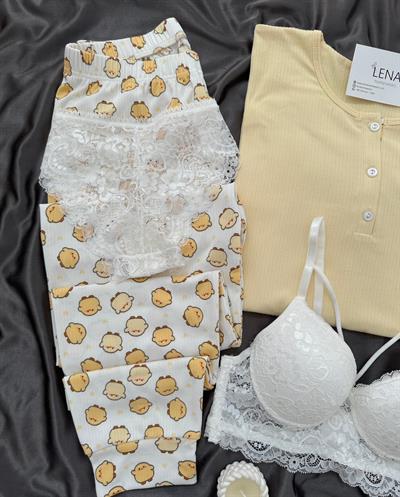 Seeyu Civciv Desenli Dörtlü Pijama Seti