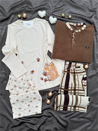 Sincop Günlük Rahat Sevgili Çift Uzun Kollu Pijama Takımı (2li Set)