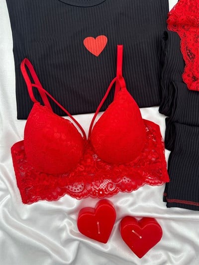 Siyah Dörtlü Miray Kısa Kollu Pijama Takımı