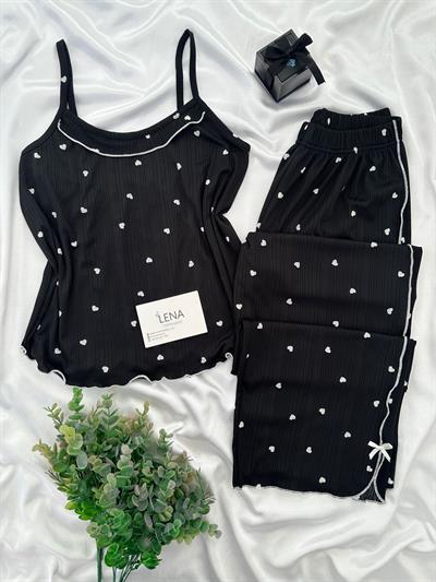 Siyah Frio Askılı Pijama Takımı 