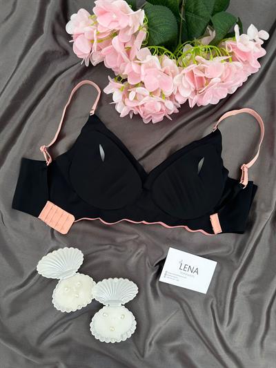 Siyah Kalp Detaylı Lazer Sütyen