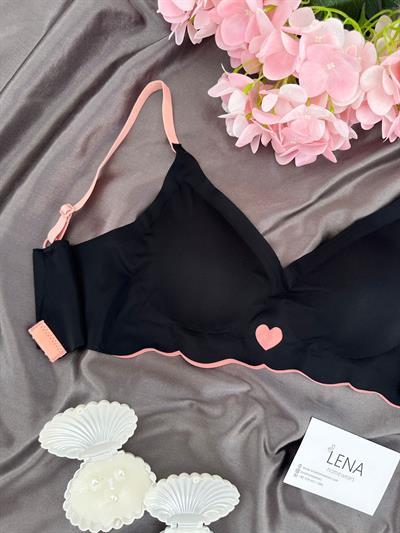 Siyah Kalp Detaylı Lazer Sütyen
