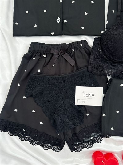 Siyah Kalpli Milan 6lı Pijama & Çamaşır Seti