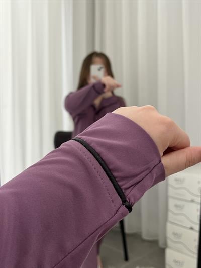 Siyah Yıldız Desenli Lila Milan Pijama Takımı